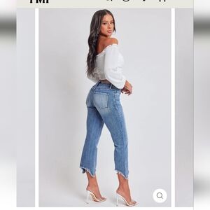 YMI Jeans Cropped Fray Distressed Hem Size 9